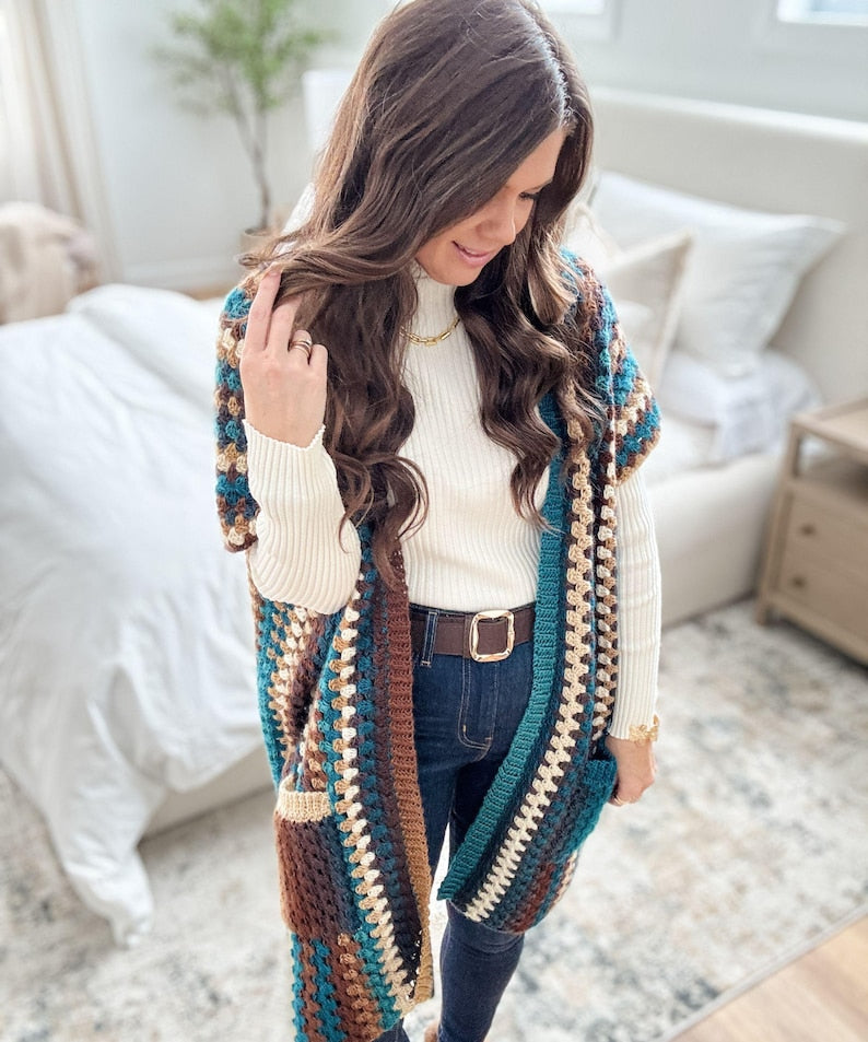 CROCHET PATTERN & VIDEO/ Granny Pop Ruana, Crochet Ruana Pattern, Womens Sweater, Easy Crochet Pattern, pdf, Sizes Xs-5X, Granny Stitch